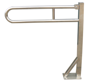 מאחז לשירותי נכים נירוסטה מתרומם על עמוד לשירותים נגישים לקיר גבס