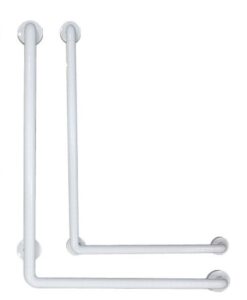 מאחז יד אופקי אנכי L לבן למקלחות ושירותי נכים ציפוי ABS מחוספס